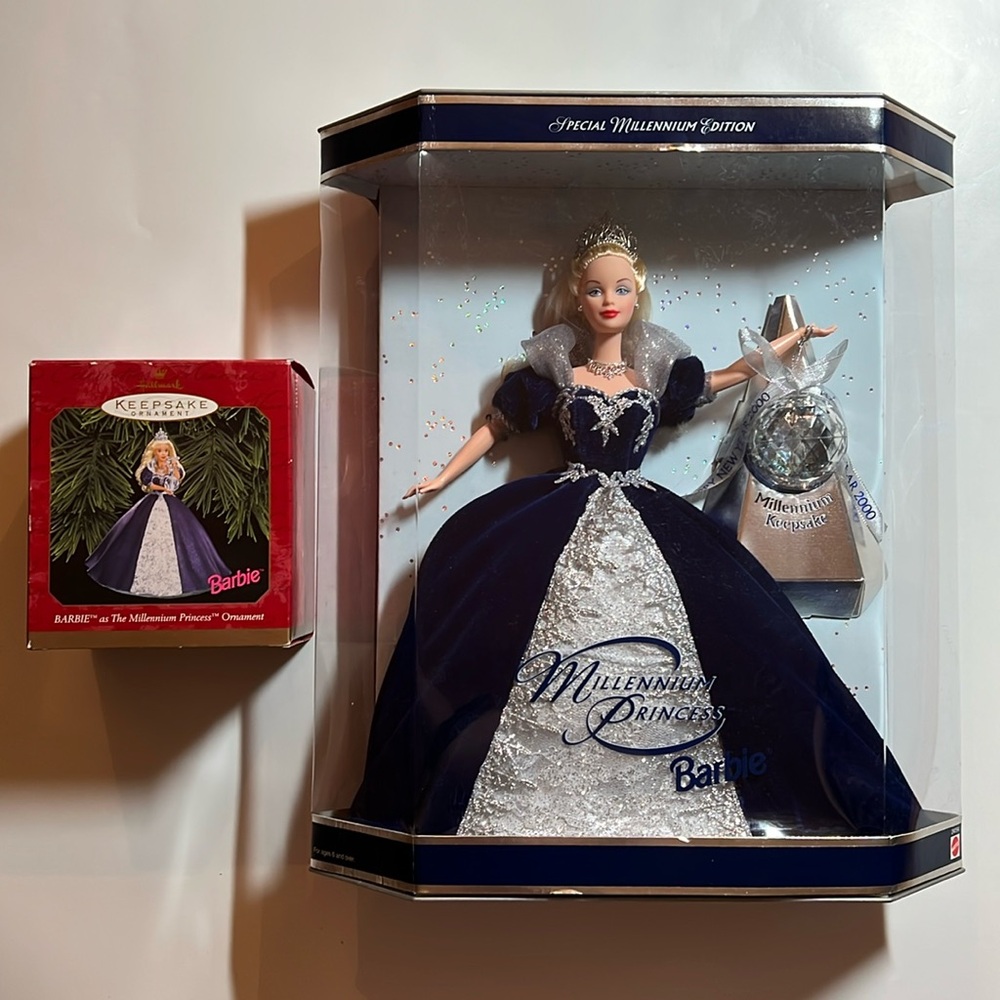 Special Millennium Edition Princess Barbie Doll 2000 Vintage & Hallmark Ornament